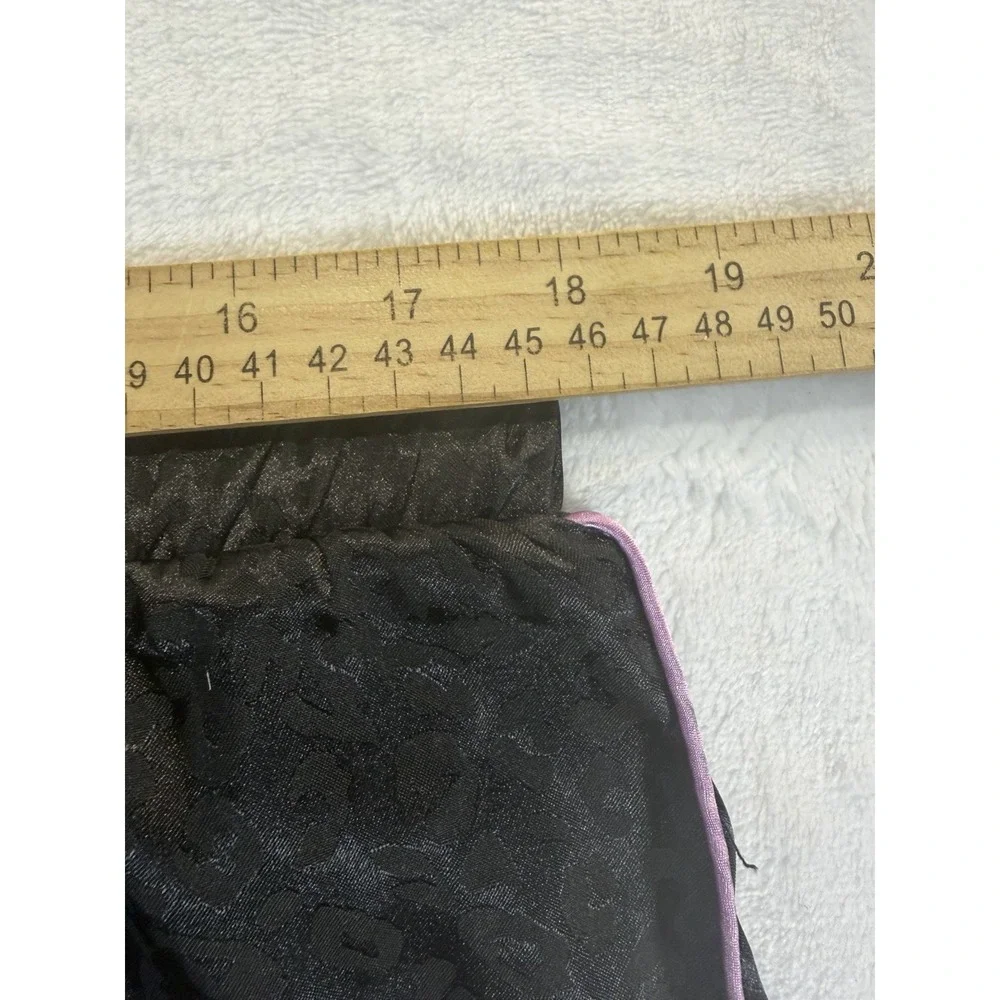 Steve Madden Black Satin Shortie PJ Set L Razorback Sexy Goth Dark‎ Fairy